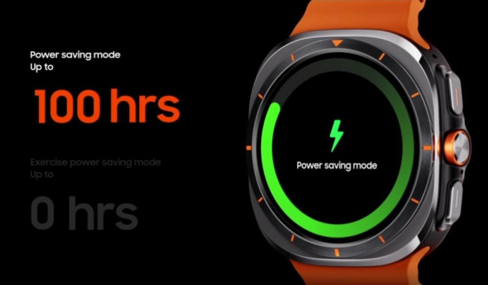 Capacitatea bateriei cesului Samsung Galaxy Watch Ultra 47mm Smartwatch, este extinsă și oferă până la 100 de ore de utilizare continuă.