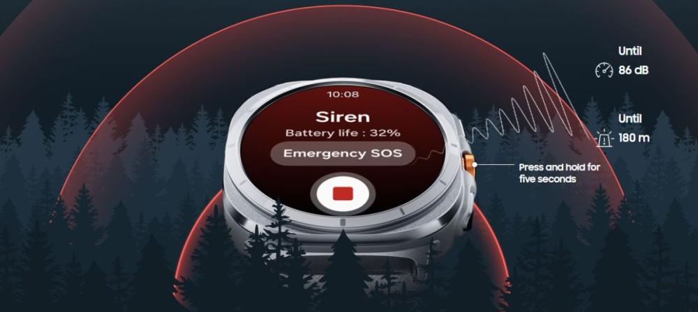 În caz de pericol, ceasul Samsung Galaxy Watch Ultra 47mm, te poate salva prin apăsarea unui singur buton ce apelează instant la ajutor.