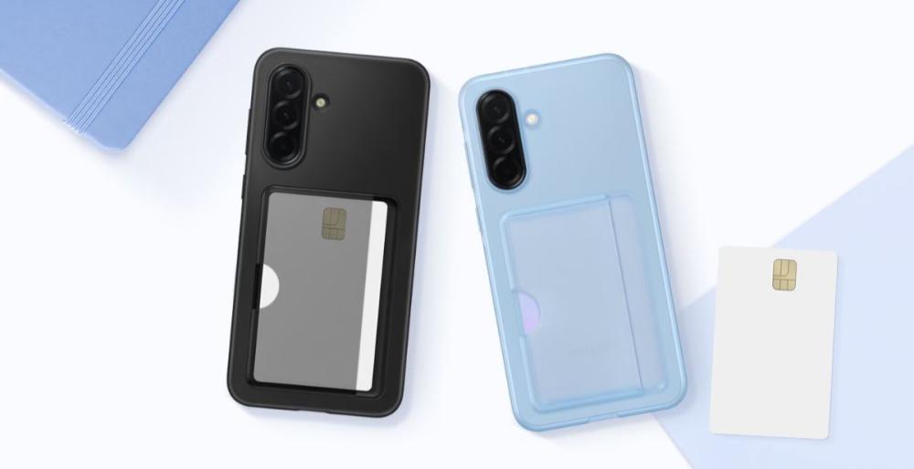 Husa Card Slot Samsung Galaxy A36 5G este ultra-subțire și elegantă, disponibilă în culorile negru sau albastru.