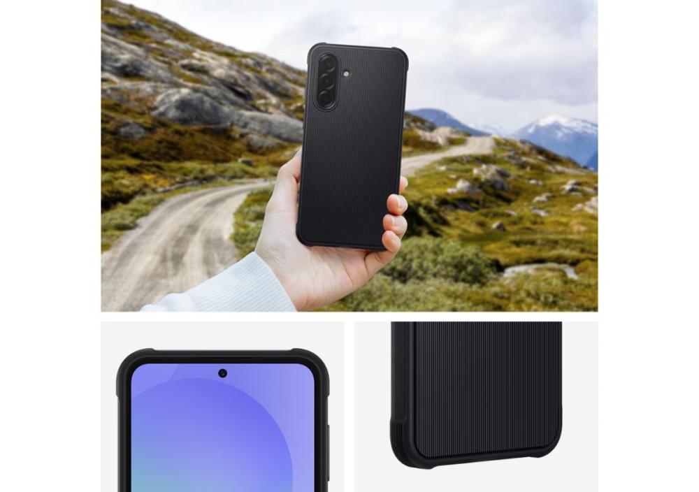 Designul suplu al Husei Rugged Samsung Galaxy A36 5G, permite manevrarea confortabilă a telefonului cu o singură mână.