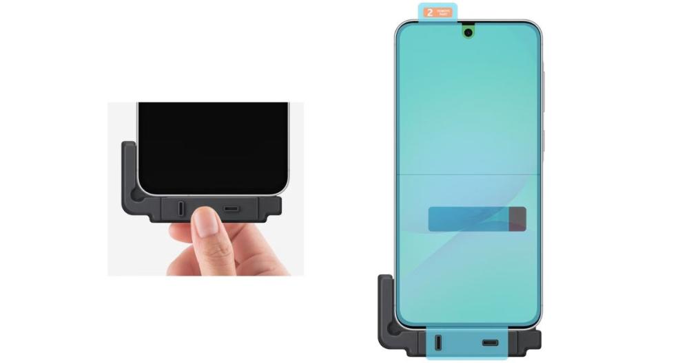 Aplici rapid și simplu Folia de protecție Samsung Galaxy A56 5G, folosind rama-ghid inclusă în pachet.