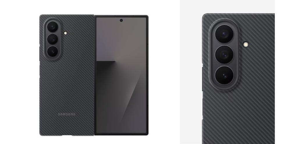 Husa Carbon Shield Samsung Galaxy Z Fold7 este fabricată din aramidă.