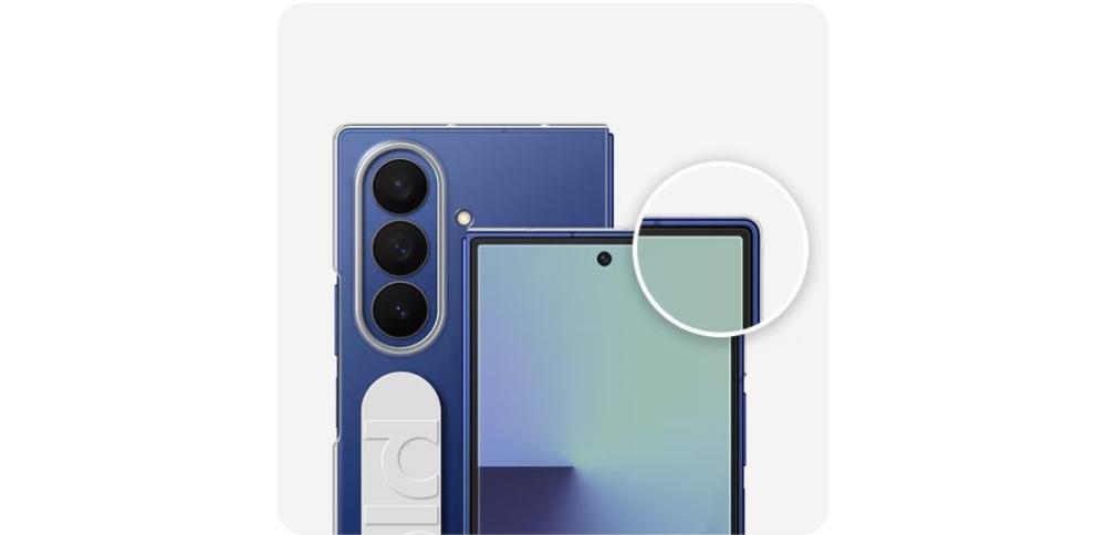 Husa Clear Grip Samsung Galaxy Z Fold7 vine cu 2 folii de protecție pentru ecran (Anti-Reflecting Film), pentru o protecție tactilă.