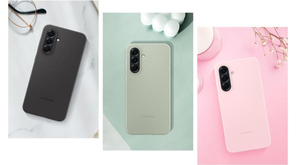 Husa de Silicon Samsung Galaxy A56 5G A566 este in trei culori neutre și plăcute: negru, verde salvie sau roz.