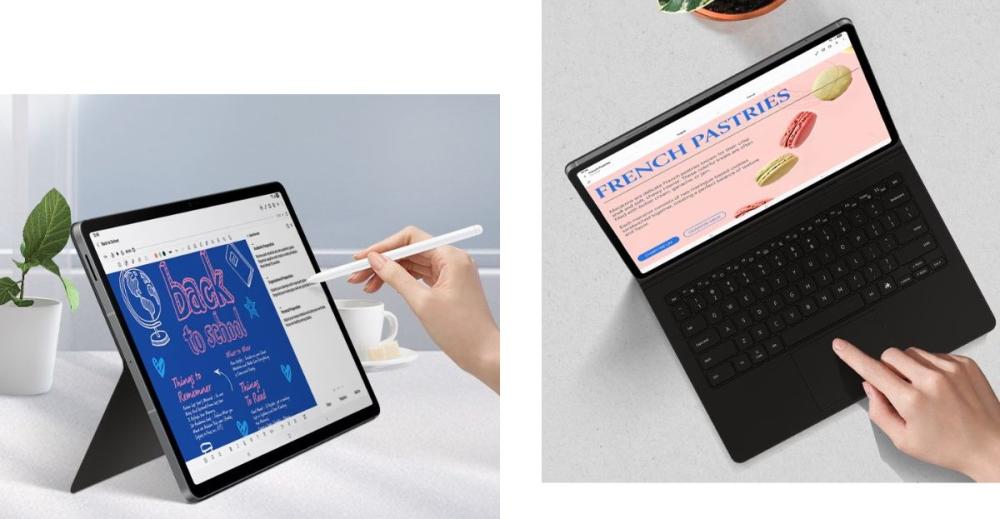 Datorită unghiului reglabil de până la 150°, ajustezi rapid poziția tabletei Samsung Galaxy Tab S10 FE+ în funcție de preferințele tale.