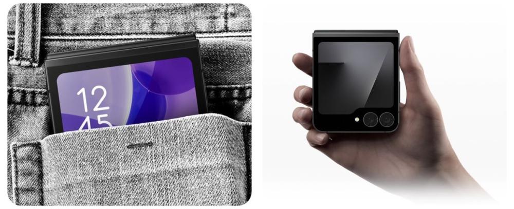 Galaxy Z Flip7 FE oferă un design elegant și versatil, pliabil, cu două opțiuni moderne de culoare: White și Black.