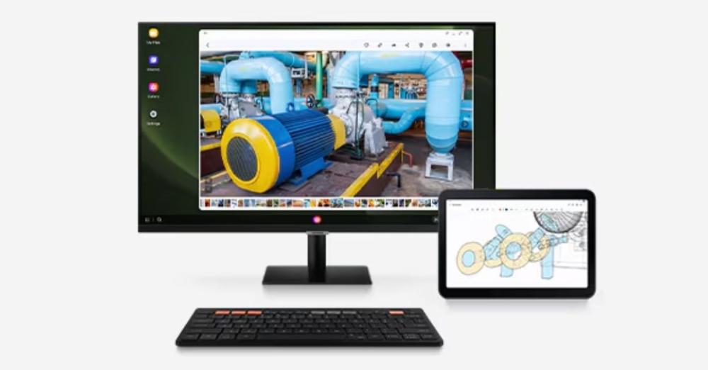 Conectează tableta Samsung Galaxy Tab Active5 Pro Enterprise Editio la un monitor extern și adaugă tastatura POGO pentru o experiență PC completă.