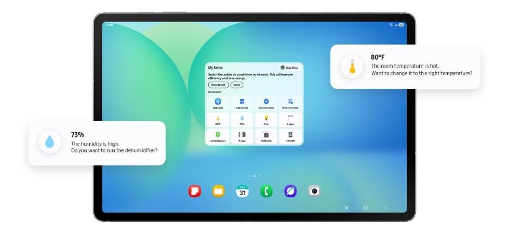 Widget-ul Home Insight transformă tableta Samsung Galaxy Tab S10 FE 10.9", într-un centru de comandă inteligent.