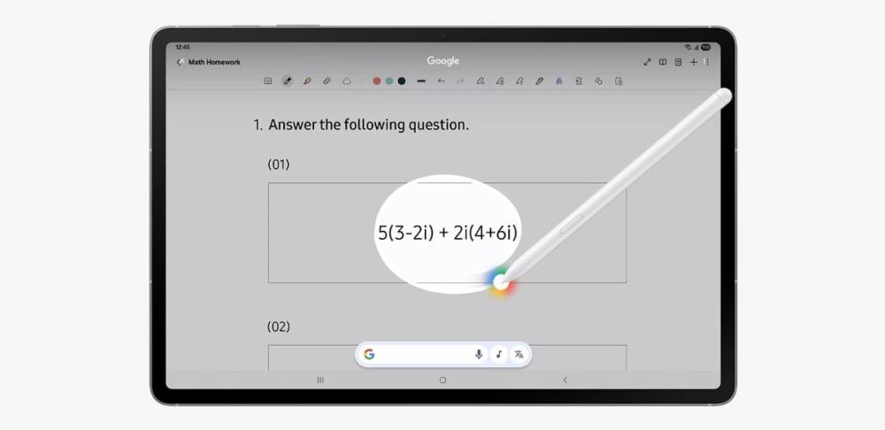 Încercuiește informațiile pe ecran pentru a accesa explicații pentru învățarea intuitivă și rapidă cu Tab S10 FE.