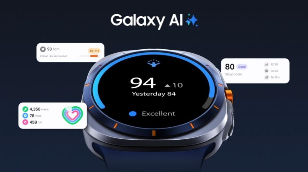 Samsung Galaxy Watch Ultra dispune de Galaxy AI, care analizează ritmul cardiac, somnul și glicemia.
