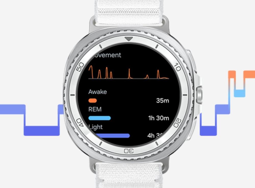 Ceasul Samsung Galaxy Watch8 Classic monitorizează detaliată somnul, inclusiv fazele acestuia, frecvența cardiacă nocturnă și nivelul oxigenului din sânge.