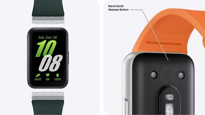 cureaua sport originala samsung galaxy fit3 se monteaza usor, printr-un singur click