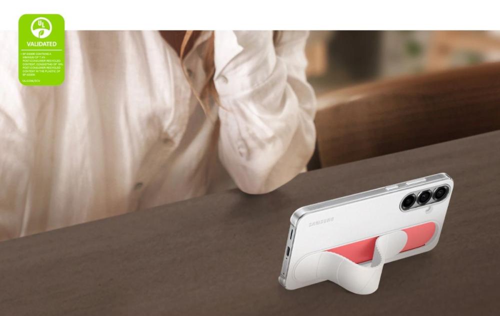 Transformă cureaua integrată într-un suport stabil și bucură-te de filme, apeluri video sau conținut online cu Husa Standing Grip Samsung Galaxy S25+ S963.