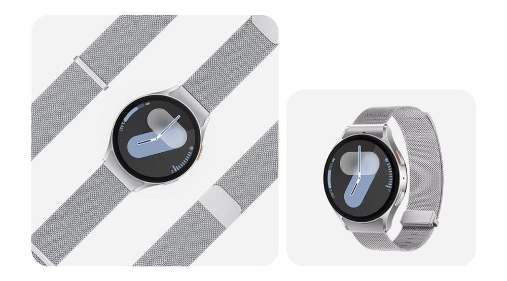 Realizată din oțel inoxidabil premium, cureaua Samsung Galaxy Watch7 Small Milanese oferă o rezistență excepțională și un aspect sofisticat, perfect pentru evenimente formale sau ținute casual. 