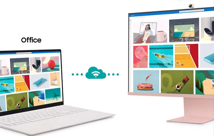 monitorul smart samsung m8 se conecteaza de la distanta cu laptopul