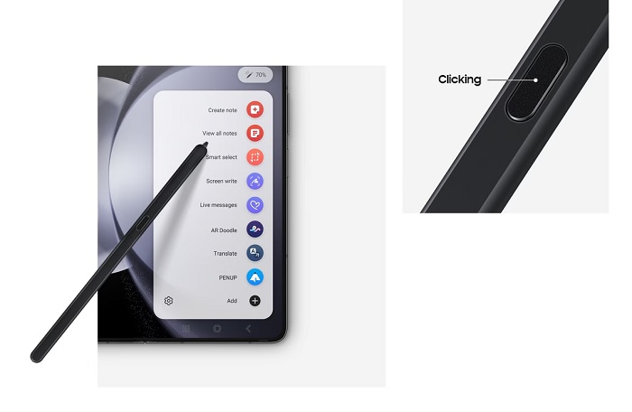 poti personaliza functia Air Command a S Pen-ului Samsung Z fold5 